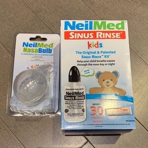 New NeilMed Kids Sinus Rinse Kit + NasaBulb Nasal Aspirator Se